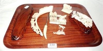 Lot 230 - Four Indian ivory carvings 1920's and a button hook