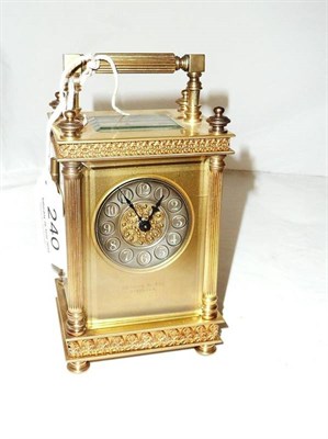 Lot 240 - Carriage clock with key