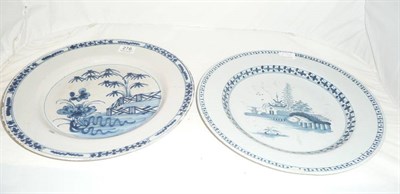 Lot 276 - Two 18th century Delft chargers (af)