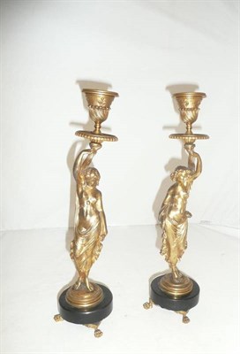 Lot 289 - Pair of gilt ormolu figural candlesticks