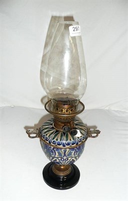 Lot 297 - Doulton stoneware oil lamp