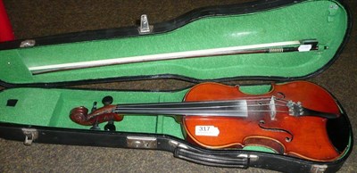 Lot 317 - Violin and case with bow