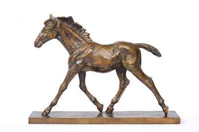 Lot 1146 - Sally Arnup (Contemporary, b.1930): A Bronze Study of a Striding Colt, upon an integral rustic...