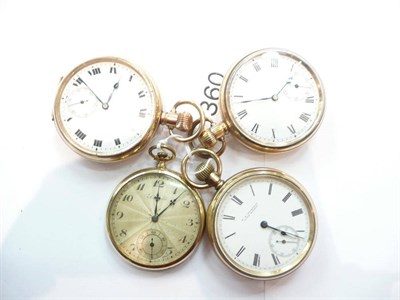 Lot 360 - Four gold plated pocket watches