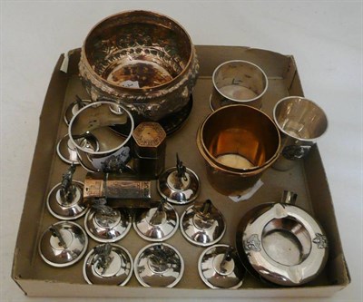 Lot 373 - Twelve Burmese menu stands, two ashtrays, napkin ring, salt and pepper, three dishes, etc