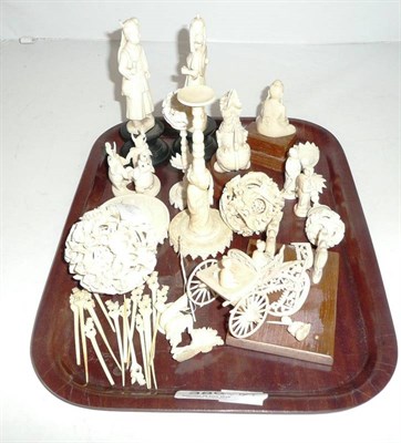 Lot 380 - A group of ivory ornaments WITH LICENCES, Burma, China and India circa 1950-70