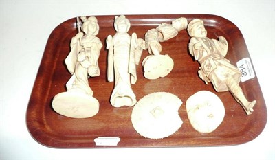 Lot 384 - Four 19th century Japanese ivory figures (damages)