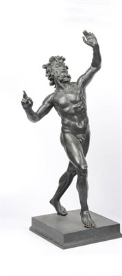 Lot 1150 - After the Antique: A Bronze Figure of the Dancing Faun, upon a square plinth, 78cm high (attractive