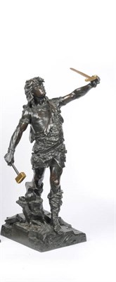 Lot 1151 - Auguste de Wever (Belgian 1836-1884): A Parcel Gilt Bronze Figure of Siegfried having forged...