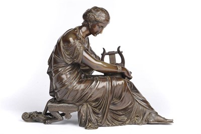 Lot 1152 - F Aizelin (French 1921-1902): A Bronze Figure of Sappho, 19th century, the beautiful young...