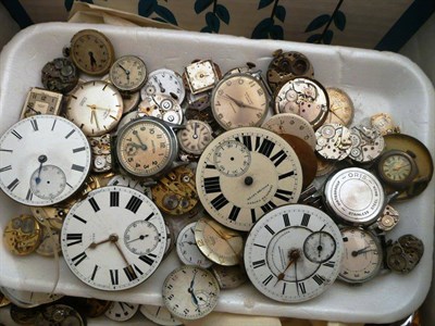 Lot 413 - Box of assorted pocket and wristwatch faces and parts etc