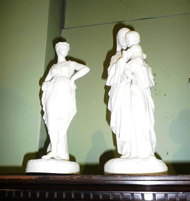 Lot 420 - Minton Parian  figure of Canova; and a Parian Madonna and child group (2)