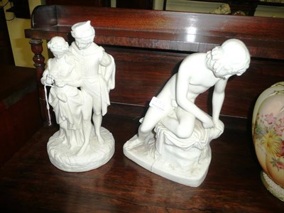 Lot 431 - Parian - Worcester, white figure group couple in embrace; Copeland, Narcissus (2)