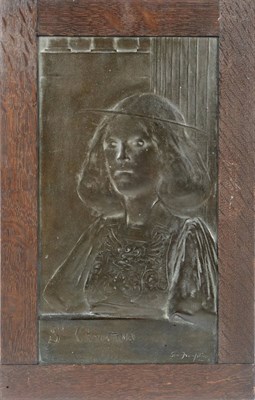 Lot 1155 - Sir George James Frampton (1860-1928): A Bronze Plaque of St Christina, rectangular, the pretty...