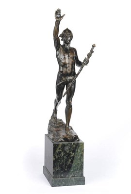 Lot 1157 - Ferdinand Lugerth (Austrian 1885-1915: A Bronze Figure of a Warrior, circa 1900, standing...