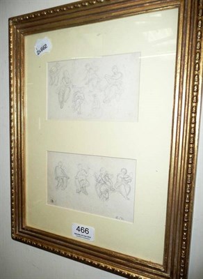 Lot 466 - Two figural pencil drawings, signed AM (gilt framed as one)