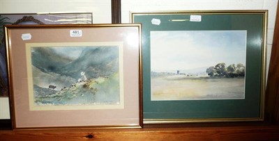 Lot 481 - Brian Irvine watercolour sheep and a landscape (2)