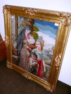 Lot 487 - A large gilt framed tapestry needlework picture