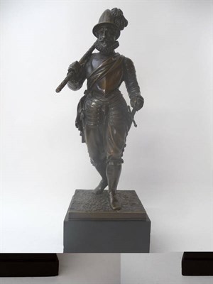 Lot 1160 - Charles Cumberworth (French 1811-1852): A Bronze Figure of a 17th Century Swiss Guard, in...