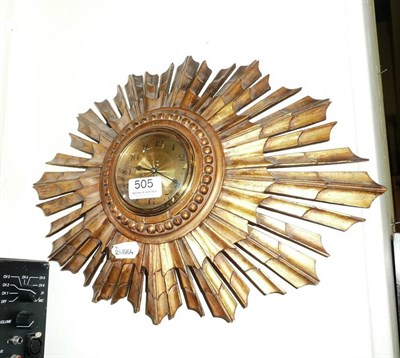 Lot 505 - Gilt sunburst wall timepiece