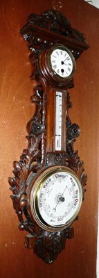 Lot 507 - Carved oak barometer timepiece