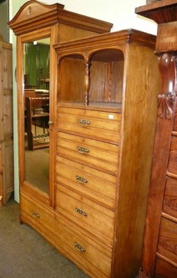 Lot 529 - 19th century birch combination wardrobe