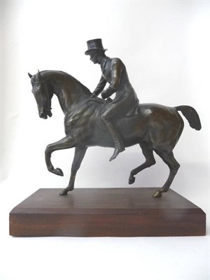 Lot 1163 - English School, late 19th century: A Bronze Figure of a Huntsman, on horseback, 31cm high, upon...