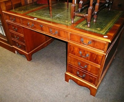 Lot 541 - Yew wood pedestal desk