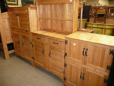 Lot 550 - Adzed oak dresser matching drinks cabinet and stereo cabinet