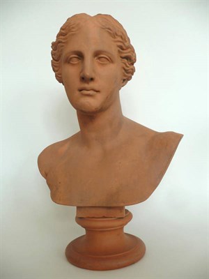 Lot 1168 - A Danish Terracotta Bust of Venus after The Antique, late 19th century, impressed mark P Ipsen...