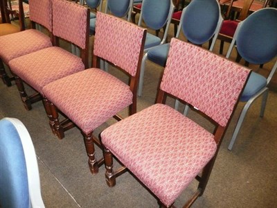 Lot 592 - Set of four oak dining chairs