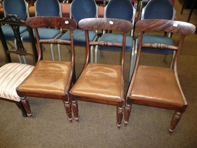 Lot 593 - A set of three 19th century mahogany dining chairs