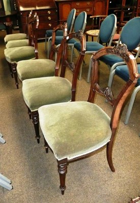 Lot 600 - A set of six Victorian walnut dining chairs