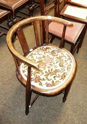 Lot 602 - A pair of mahogany inlaid bedroom chairs another bedroom chair and a tub chair