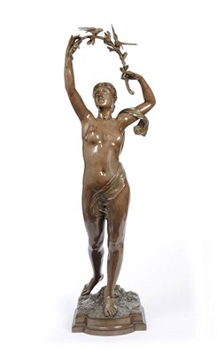 Lot 1171 - Jean Louis Gregoire (1840-1890): A Bronze Figure of a Nude Goddess, with forward step, gazing...