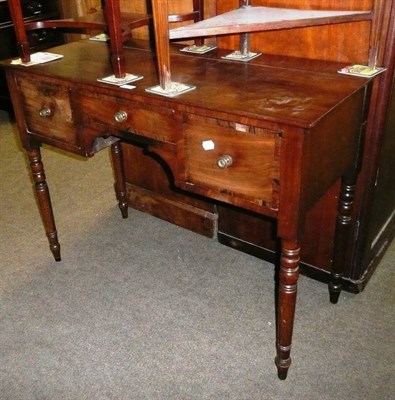 Lot 625 - 19th century cross banded mahogany dressing table and an Edwardian walnut two tier corner table