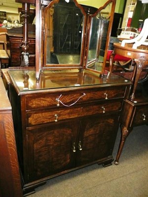 Lot 634 - 1920's/30's mahogany dressing table and a tallboy, and a folding mirror