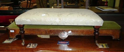 Lot 638 - A Victorian inlaid long footstool and another footstool