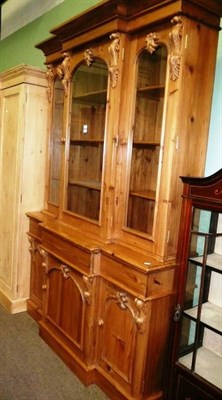 Lot 652 - Victorian-style pine breakfront bookcase