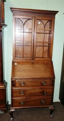 Lot 655 - Early 20th century glazed mahogany bureau bookcase