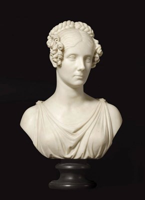 Lot 1177 - Attributed to Laurence Macdonald (Scotland 1799-1878): A White Marble Bust of a Woman, circa...