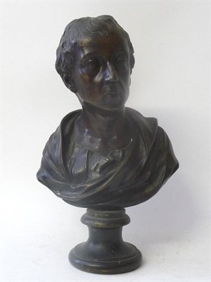 Lot 1178 - A Parcel Gilt Small Pedestal Bust of William IV, circa 1830, the curly haired monarch gazing...