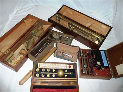 Lot 1007 - Mixed Instruments, including a mahogany cased Sikes hydrometer, micrometers, thermometers,...