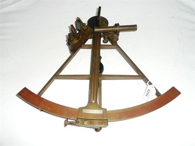 Lot 1029 - A 19th Century Brass A-Frame Sextant, with copper scale, 12inch radius, ebony handle, brass...