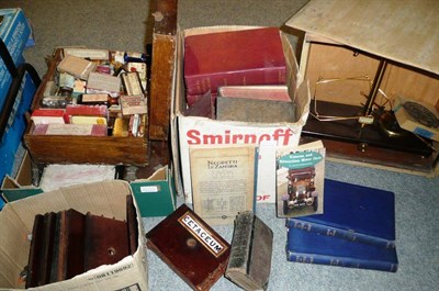 Lot 1035 - A Collection of Medical items, including twelve mahogany drug run drawer fronts with glass...