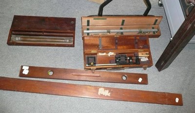 Lot 1048 - Five Cased Instruments, comprising a Parallax Bar Type P.B.2, two beam compasses, a brass...