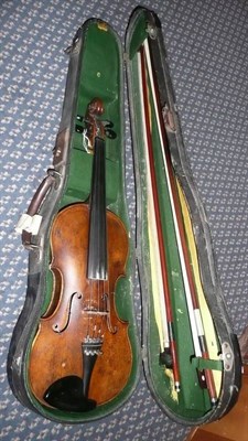 Lot 1068 - A 19th Century German Violin, no label, with 358mm two piece back, purfling to front and back,...