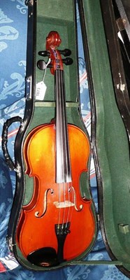 Lot 1073 - A 20th Century French Violin, labelled 'Brevete De S.A.R.Me Depose', with 358mm two piece back,...