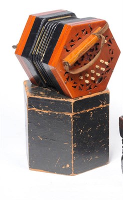 Lot 1088 - A Lachenal Twenty Key Anglo System Hexagonal Concertina, serial number 92170, with mahogany...