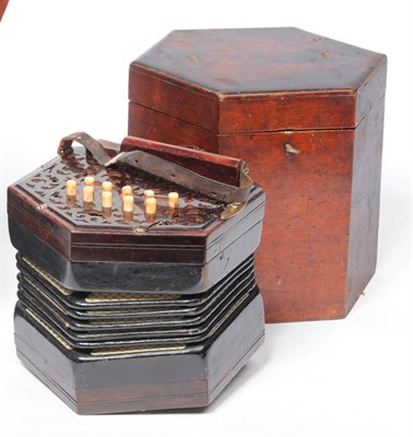 Lot 1089 - A Barnett Samuel & Sons Twenty Key Anglo System Hexagonal Concertina, serial number 89509, with...